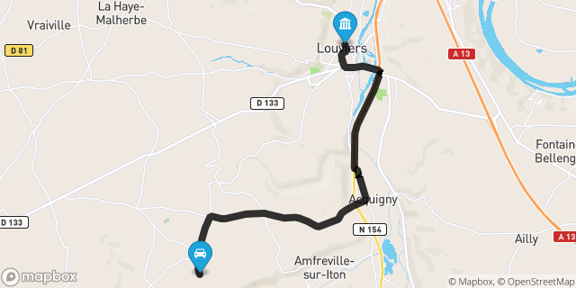 Itinéraire vers Louviers