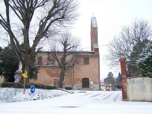 l'église de Deyme sous la neige le 18 janvier 2009