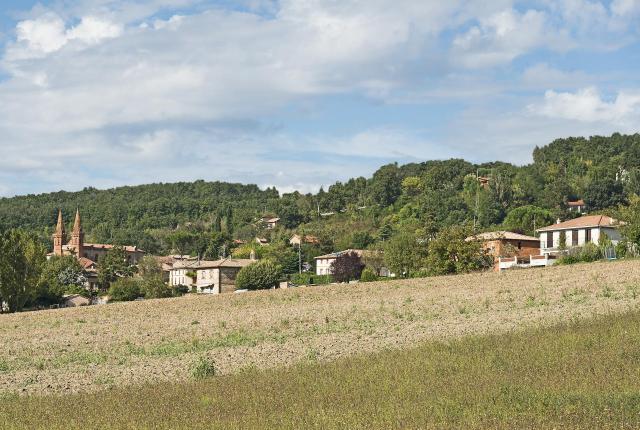 Français : Saint-Rustice. Le village vue vers le Nord.