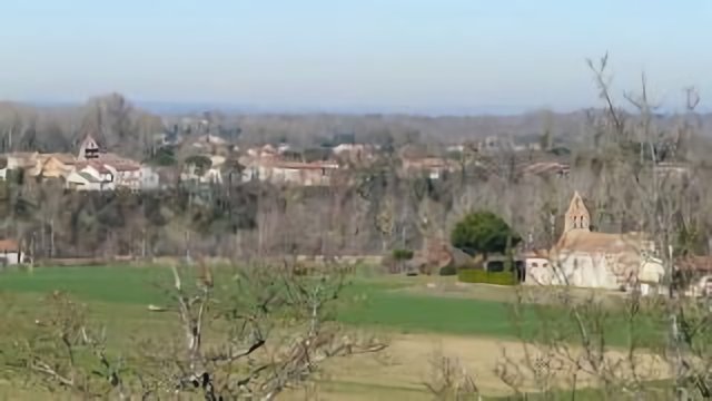 Le Fauga : au premier plan la chapelle de l'Aouach et rive gauche de la Garonne, le bourg du Fauga