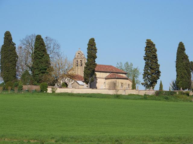 Église de Preignan (Gers), vue depuis le chemin de Forman