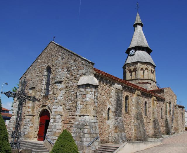 South Side Of the 11th Century Saint Georges Church of Neris Les Bains, Allier, Auvergne, France