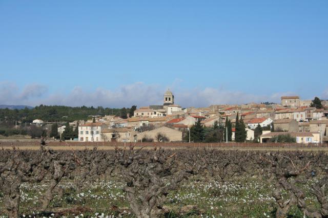 From author:Cru Minervois town of La Liviniere in the winter. The French wine region of Minervois in the Languedoc.