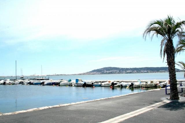 Balaruc-les-Bains (Hérault) - rive de l'Étang de Thau. Vue sur Sète.