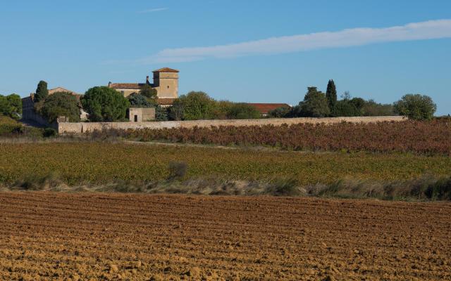 Château d'Exindre - La Magdelaine (domaine viticole dont les premières traces écrites remontent au XIIe siècle). Vue depuis le sud-ouest.…
