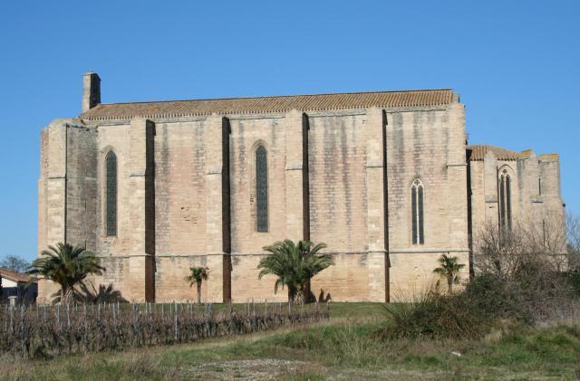 Loupian (Hérault) - église Sainte-Cécile, façade méridionale.