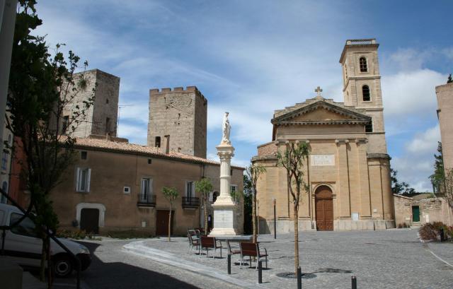 Cournonterral (Hérault) - Église Sainte-Croix et Tour.