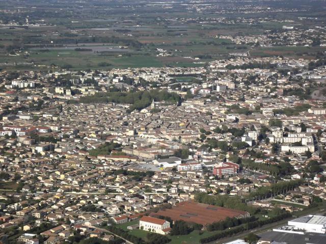 Vue aérienne de Lunel (Hérault)