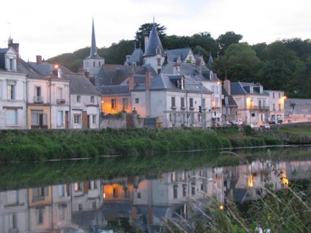 The Cher at dusk; with Chateau de Veretz in the background.