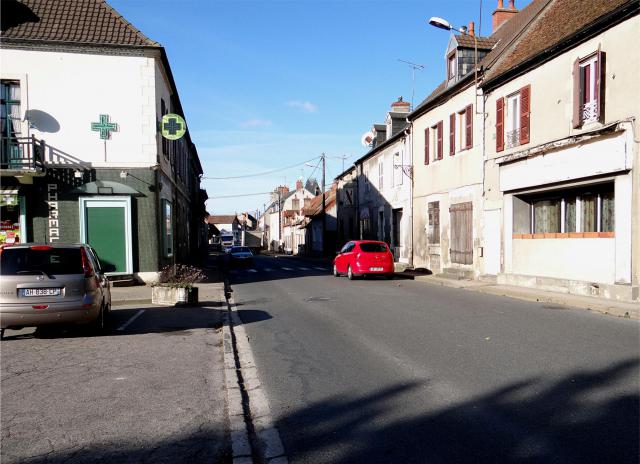 National Highway 7 through the town, Villeneuve-sur-Allier, Allier, France.