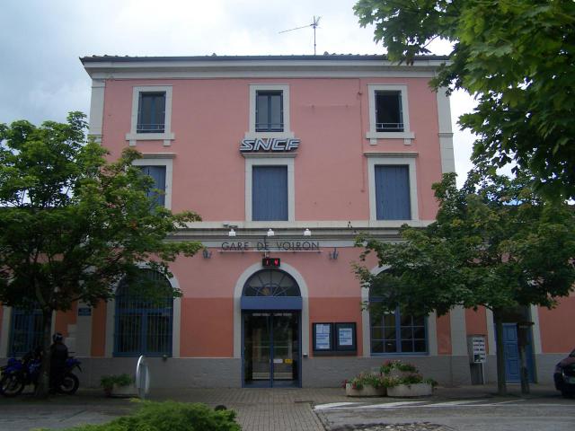 Front of the Voiron train station, in Isère, France.