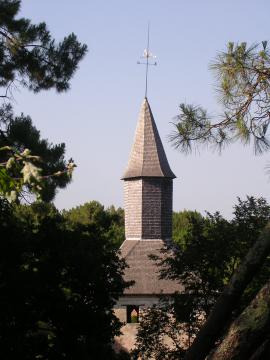Flèche du clocher porche de Mimizan, vue du tuc d'Udos