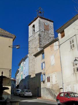 Clocher de l'église de Quinson (04), France