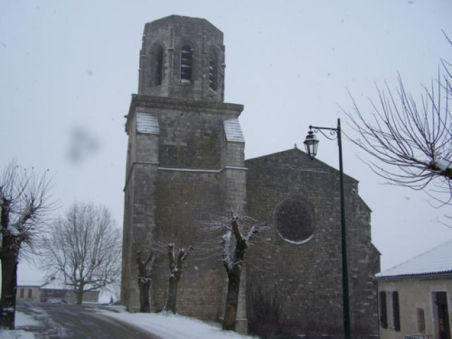 Eglise de La Plume sous la neige