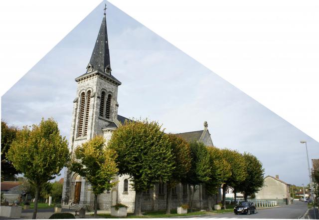Une vue de l'église de Beaumont.