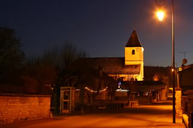 La Grande Rue de nuit, à Longchamp-sur-Aujon