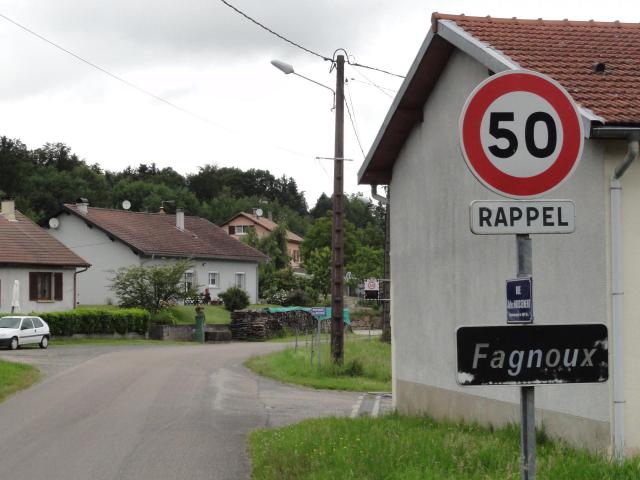 Thiaville-sur-Meurthe (M-et-M) city limit sign Fagnoux