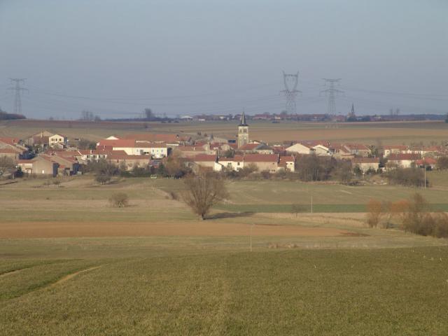 Village d'Eply vu de la route de Morville