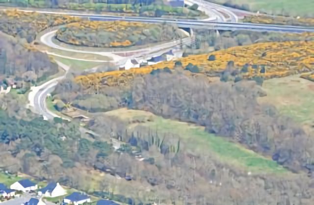 échangeur parmi les ajoncs, près de Meucon (vue aérienne)