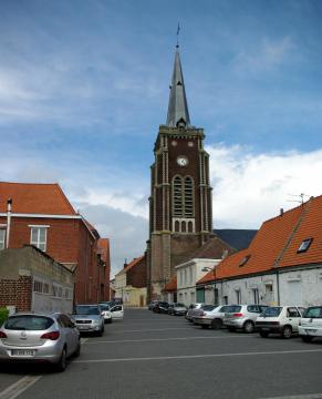 Eglise Saint Jean-Baptiste, Rue de l'Abbaye, Mons-en-Pévèle, département du Nord, région Nord-Pas-de-Calais, France