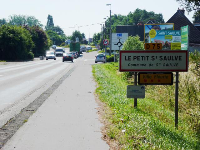 Saint-Saulve (Nord, Fr) city limit sign Le Petit Saint-Saulve