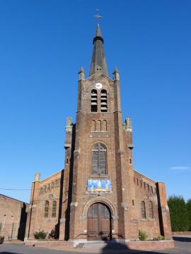 Neuf-Mesnil (Nord, Fr) église, façade.