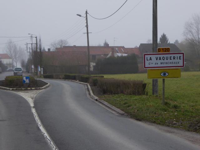 City limit signs in Moncheaux, Nord.- France