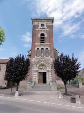 Aulnoy-lez-Valenciennes (Nord, Fr) église, façade .