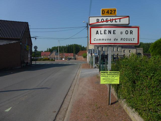 Rosult (Nord, Fr) city limit sign Alène d'Or