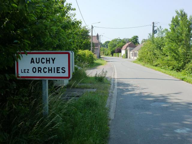Auchy-lez-Orchies (Nord, Fr) city limit sign