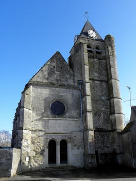 Église Saint-Aubin de Lévignen (60). Façade occidentale.