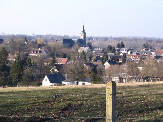Vue sur le centre de la commune de Sainte-Gauburge-Sainte-Colombe (Orne, France)