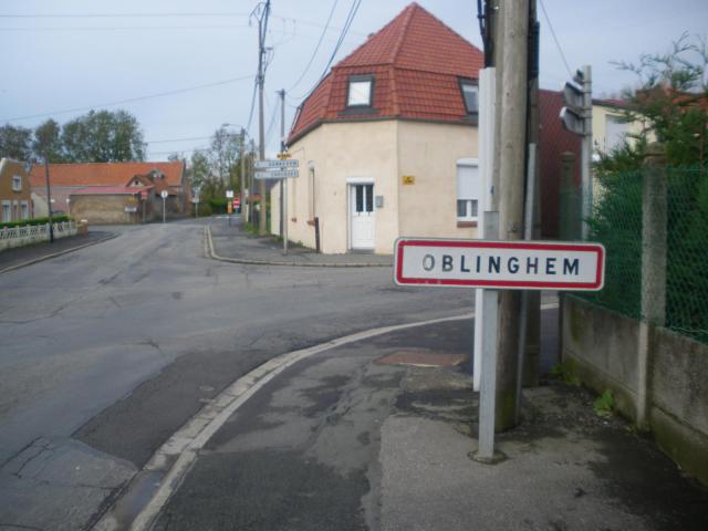 Panneau d'entrée d'Oblinghem, vu depuis Vendin-les-Béthune.