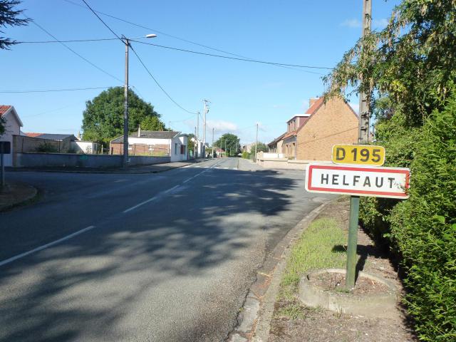 Helfaut (Pas-de-Calais, Fr) city limit sign Helfaut