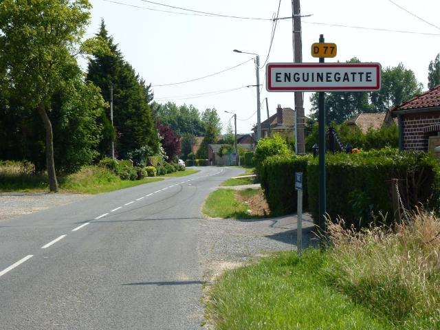 Enguinegatte (Pas-de-Calais, Fr) city limit sign