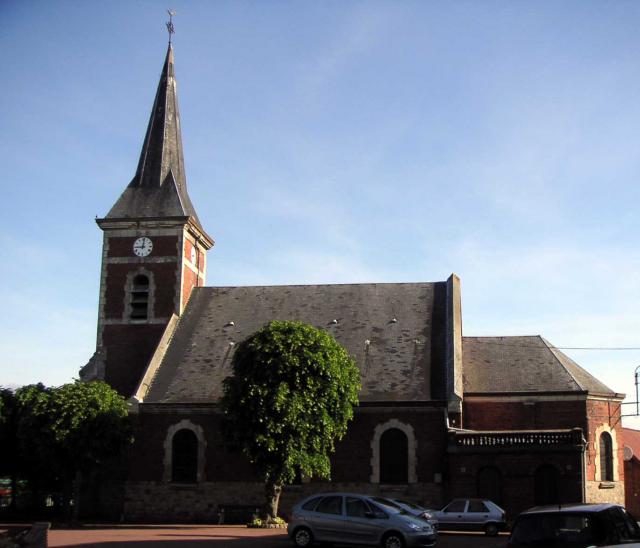 Vue de l'église de Palluel (Pas-de-Calais)