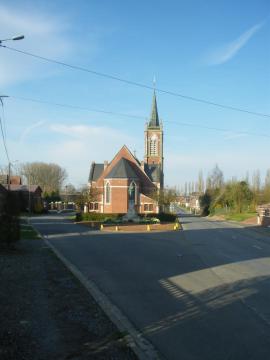 Vue du centre de la commune du Transloy.