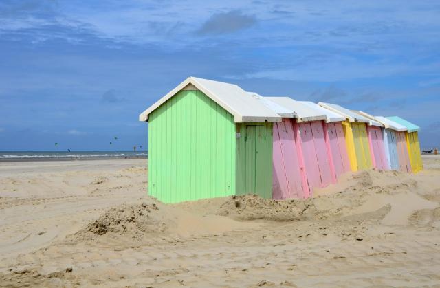Cabines de bain sur la plage de Berck (Pas de Calais)