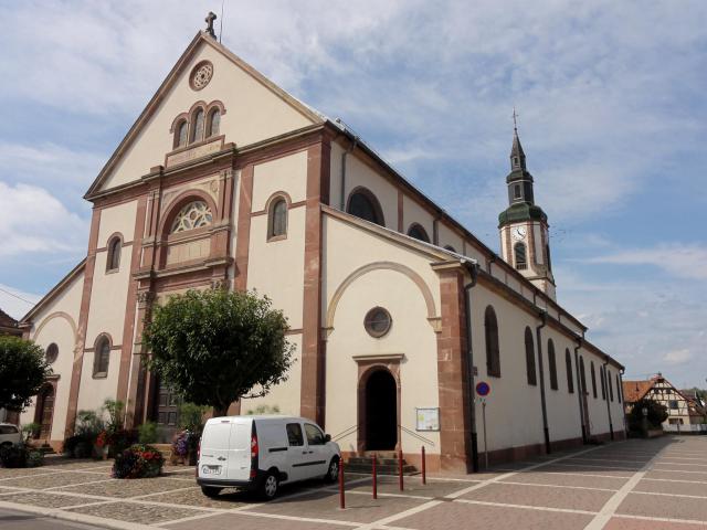 Alsace, Bas-Rhin, Église Saint-Adelphe de Huttenheim (IA00023588).