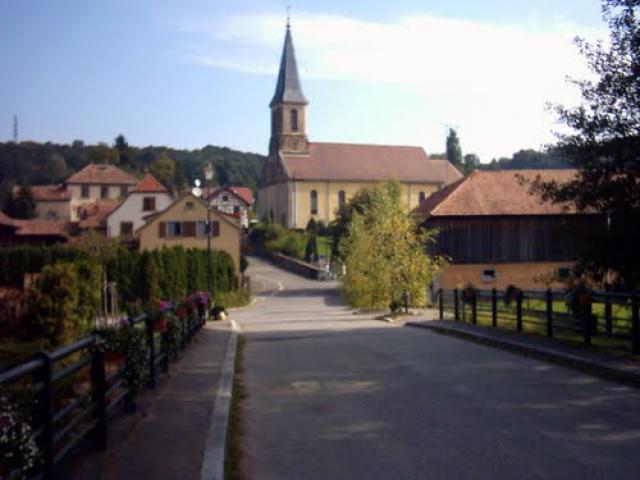 Southwest of the Church in Roppentzwiller, Alsace, France