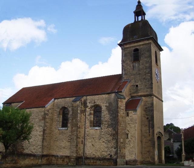 Église Saint-Just de Montcey (Haute-Saône, France). Cloches de 1837 et 1857, horloge de Schwilgué.