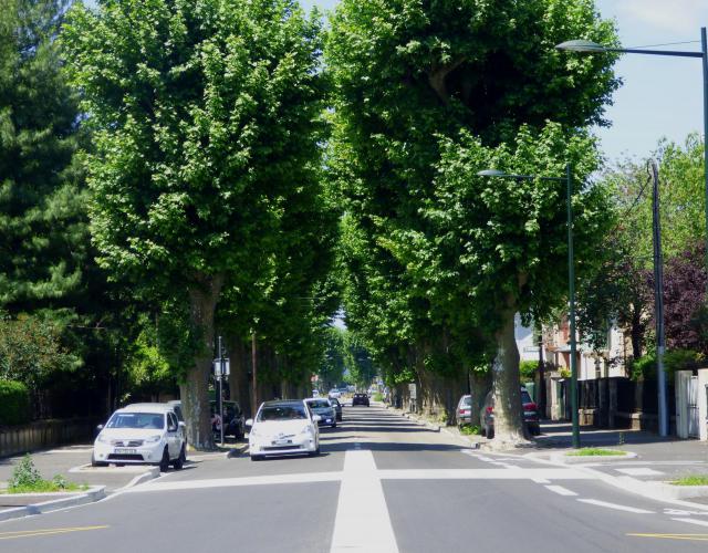L'avenue du Grand Port à Aix-les-Bains (D991), en direction du lac du Bourget de la Chautagne.