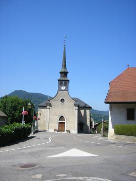 Marcellaz in Haute-Savoie, France. The church of the village.