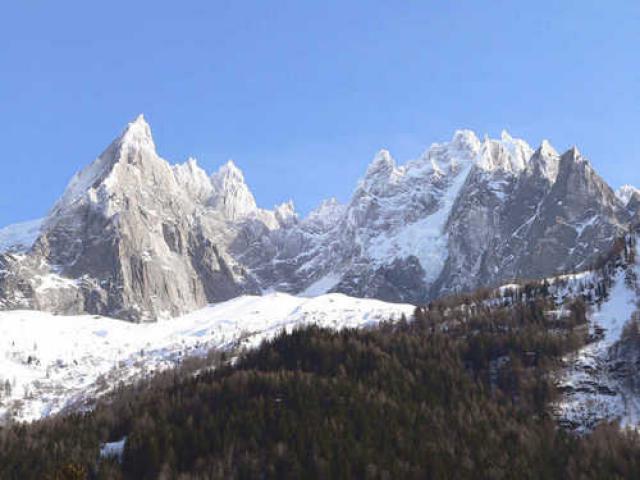 France, Chamonix, vue sur l'aiguille verte