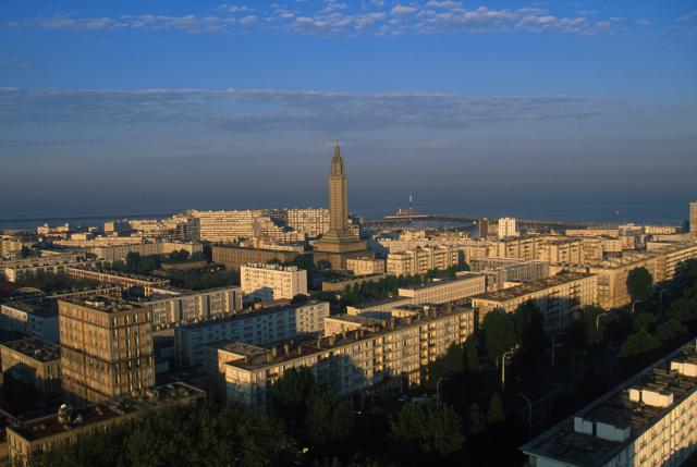Photo aérienne du centre ville du Havre.