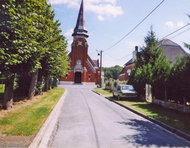 Rue de l'eglise in Longueval, Somme, France