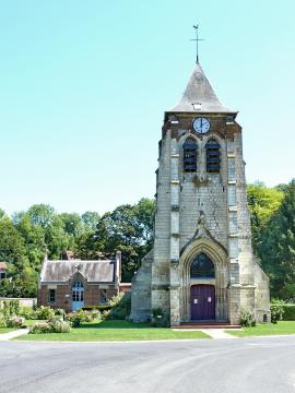 Monsures : L'église Saint Léger et la sacristie, utilisée par la commune comme Mairie depuis 1998.