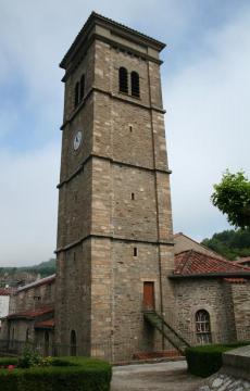 Labastide-Rouairoux (Tarn) - clocher de l'église Saint-Saturnin.