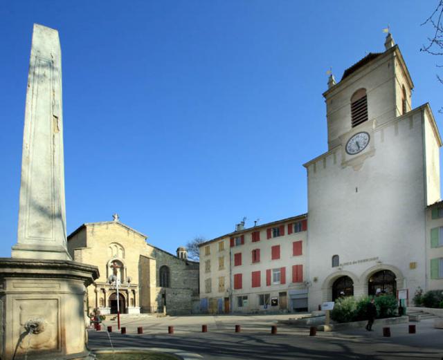Town of Pertuis in Vaucluse, France Eglise et office de tourisme.