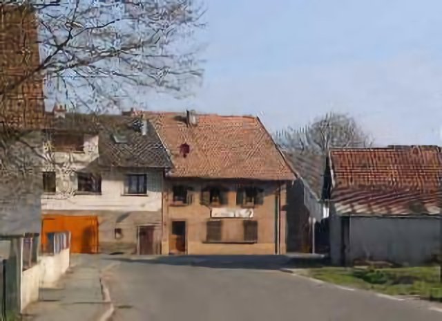 Village d'Eloie dans le Territoire de Belfort (France), Rue principale au coeur du vieux village.Photo prise le 30 mars 2004 par LP90 17…